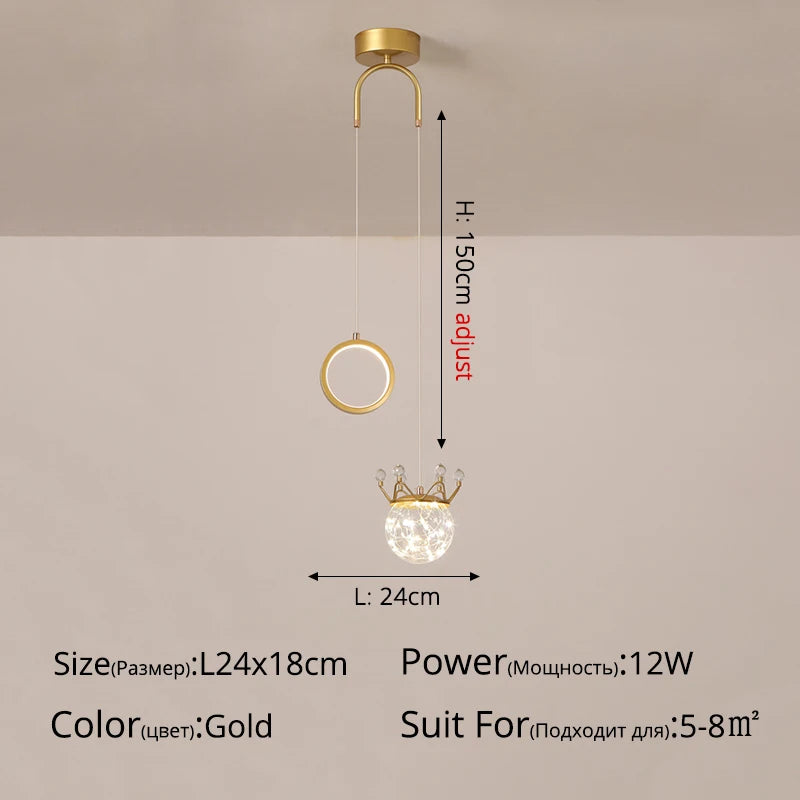 Moderner nordischer LED-Kronleuchter Mond minimalistisch für stilvolle Wohnräume - vue 11 sur 13