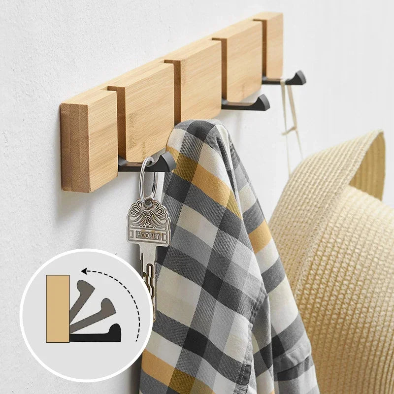 porte-clés mural en bambou avec crochets décoratifs pour organiser - vue 2 sur 12