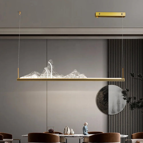 SANDYHA Pendelleuchte Schneeberge Chinesischer Stil Designer Landschaft Kreative LED-Leuchte für Wohnzimmer Esszimmer Bar - vue 2 sur 14