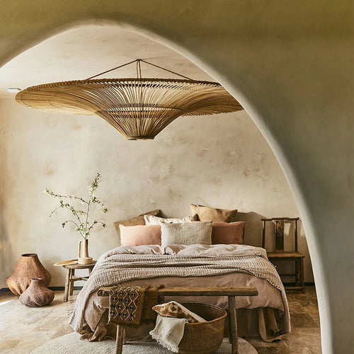 Moderner Rattan-Kronleuchter im nordischen Stil Schirmdesign - vue 4 sur 15