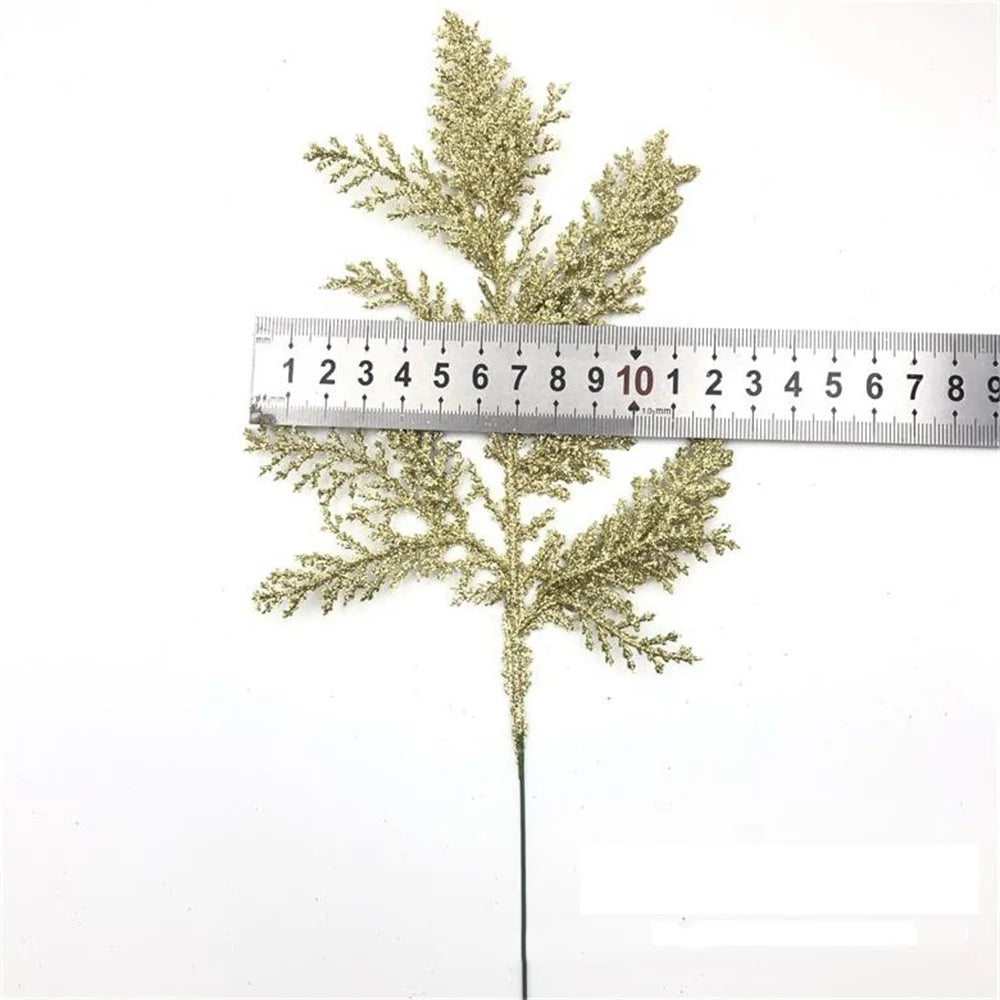 décoration de noël feuilles de pin paillettes pour bricolage couronne arbre - vue 5 sur 17