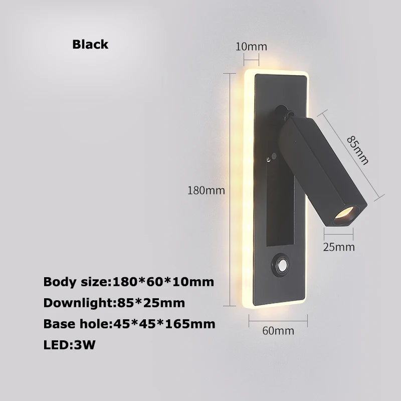 applique murale led rotative avec interrupteur pour lecture - vue 16 sur 23