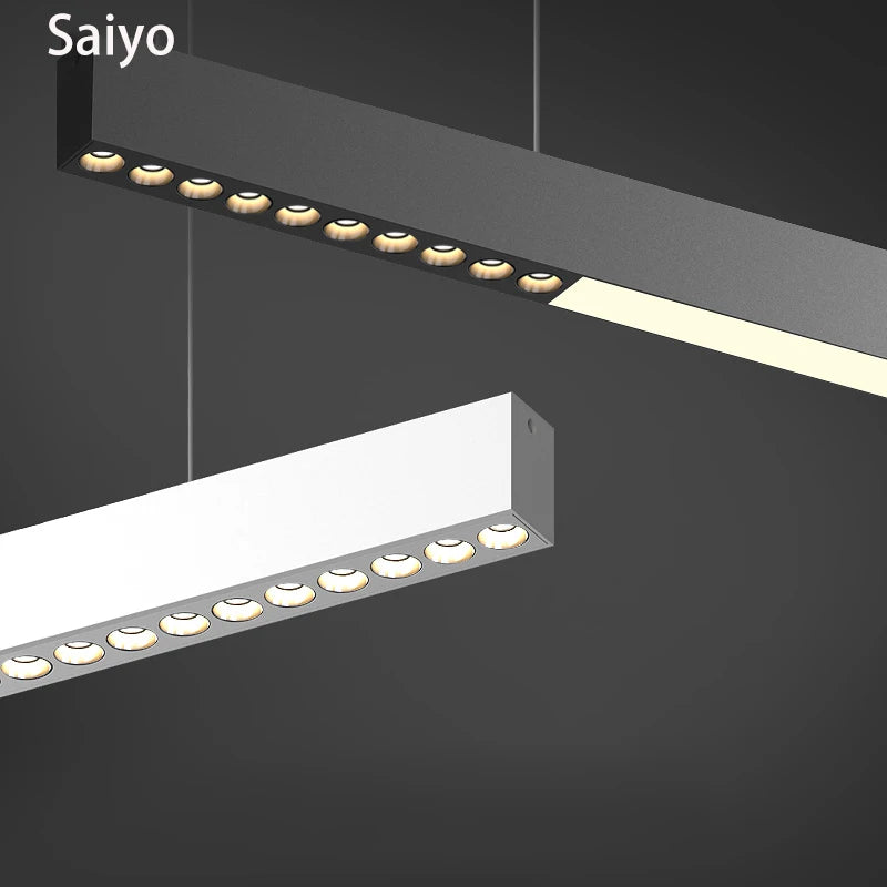 led suspension linéaire lustres lampe projecteurs longue ligne - vue 5 sur 9