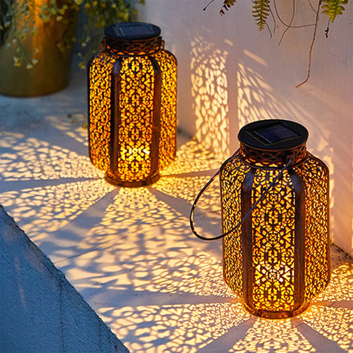 lampe solaire rétro en fer pour décoration extérieure - vue 2 sur 7