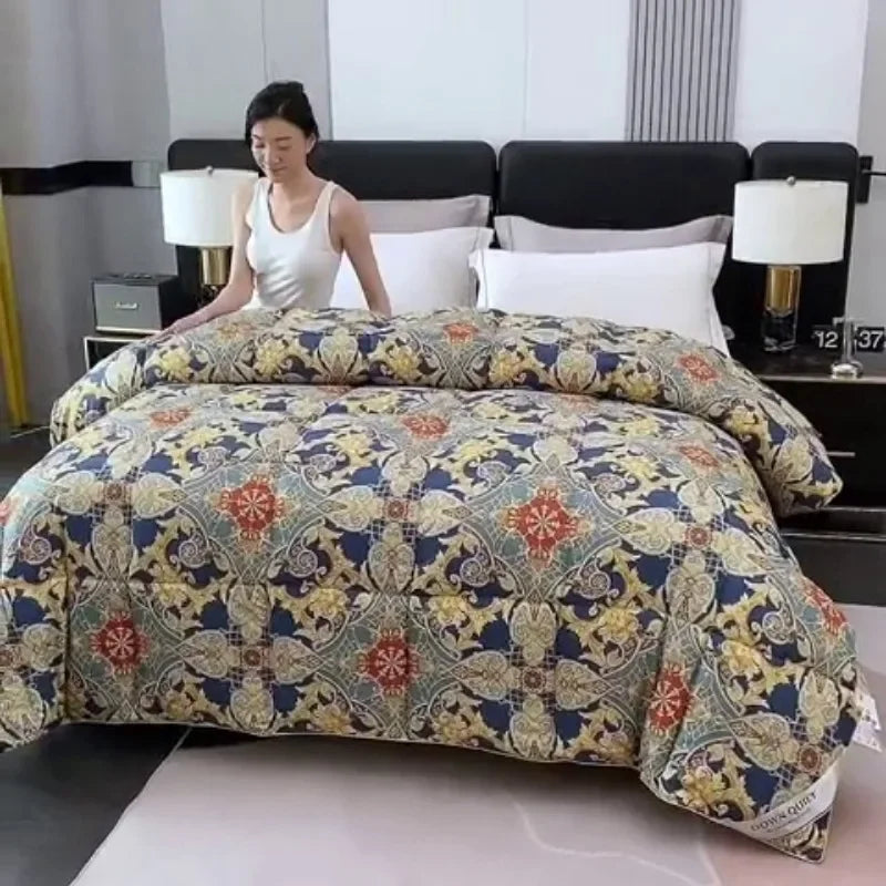 New 95 printed hotel down quilt thickened warm white goose down winter quilt , easy temperature locking