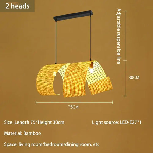 lustre en bambou style japonais pour décoration zen asiatique - vue 12 sur 11