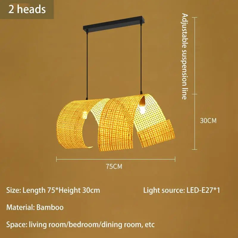 lustre en bambou style japonais pour décoration zen asiatique - vue 11 sur 11