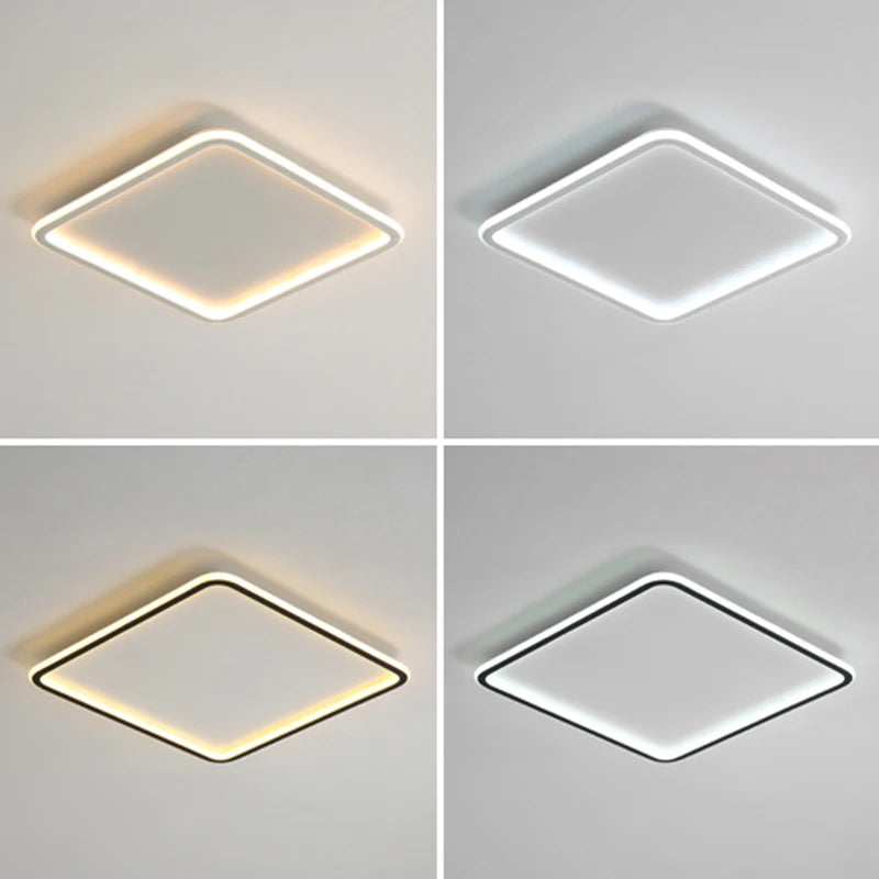 Ultraflache LED-Deckenleuchte mit quadratischem Panel für modernes Interieur - vue 3 sur 6