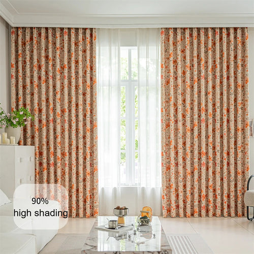 Rideau occultant floral style français pour chambre salon