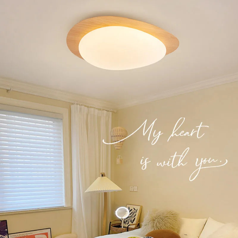 Plafonnier LED nordique texture bois pour chambre salon salle à manger étude couloir lustre intérieur décoration de la maison luminaire
