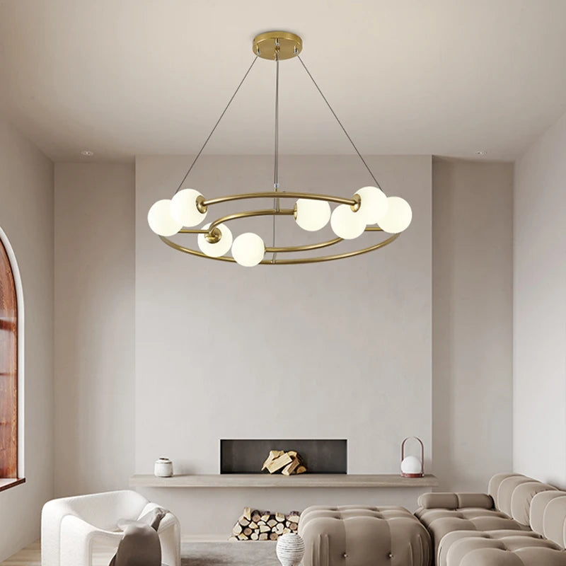 Lustre suspendu en anneau créatif au design nordique moderne