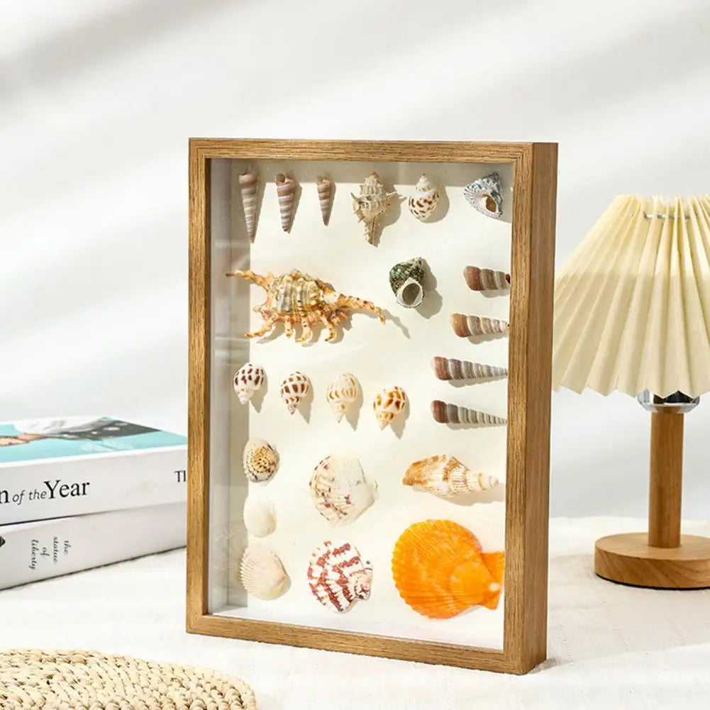 cadre photo en bois avec fleurs séchées et plantes 3D fait main - vue 4 sur 10