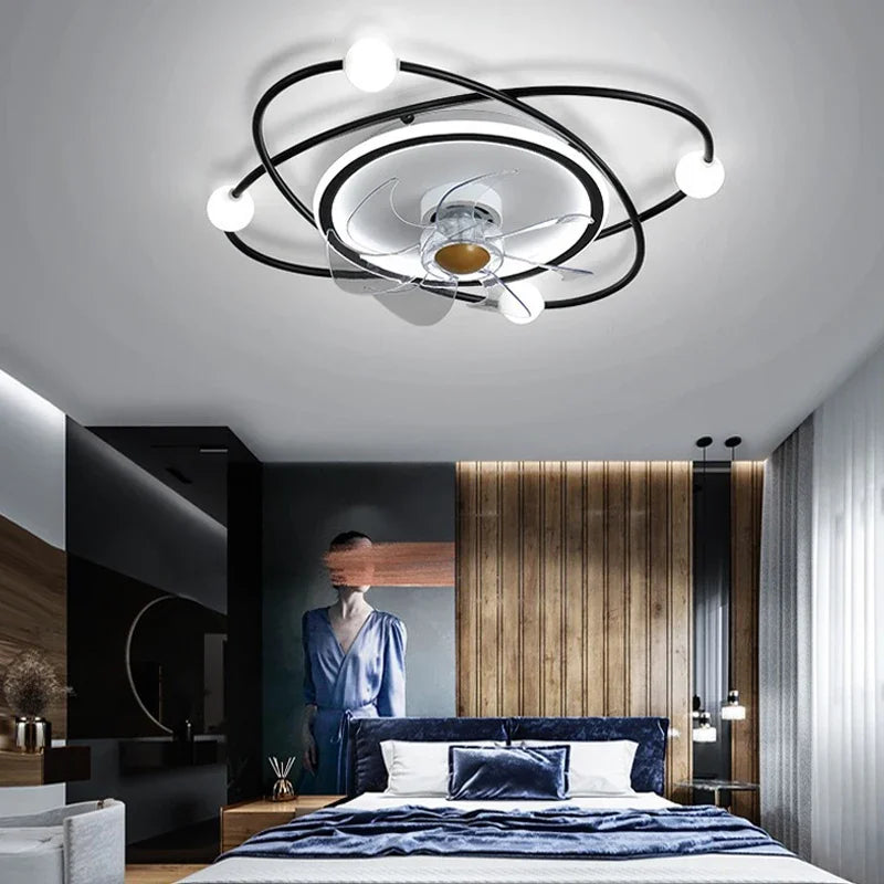 lustre led moderne avec ventilateur pour décoration intérieure - vue 4 sur 8