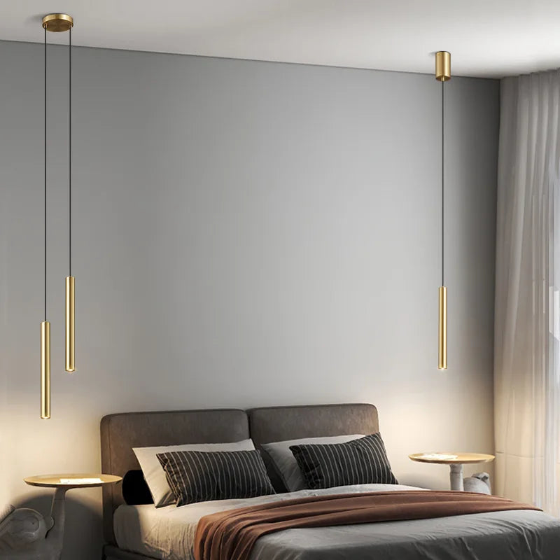 lustre moderne minimaliste led en cuivre pour restaurant et bar - vue 3 sur 12