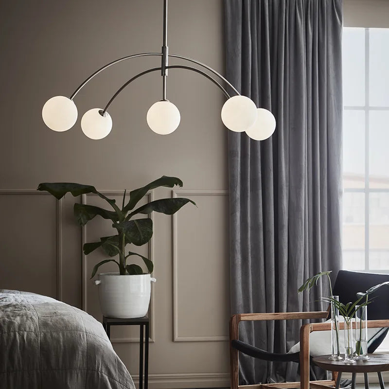Danish Designer Suspenion Milky Glass Hanging Light Ceiling Chandeliers Nordic Pendant Lamp for Living Dining Room Kitchen - vue 7 sur 8