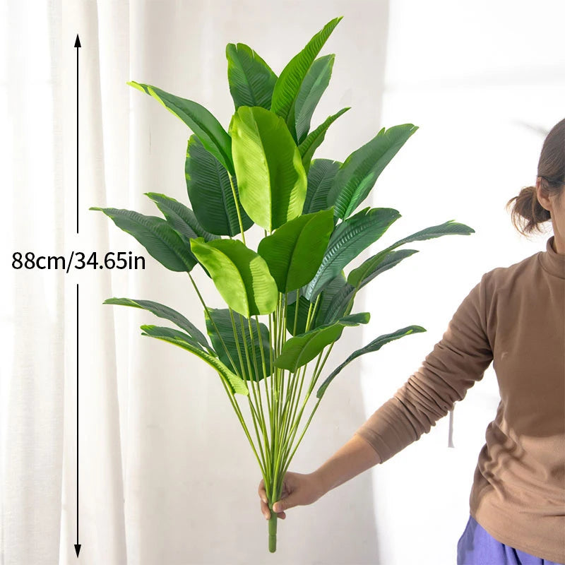 grand palmier tropical avec feuilles de bananier et strelizia en plastique - vue 6 sur 6