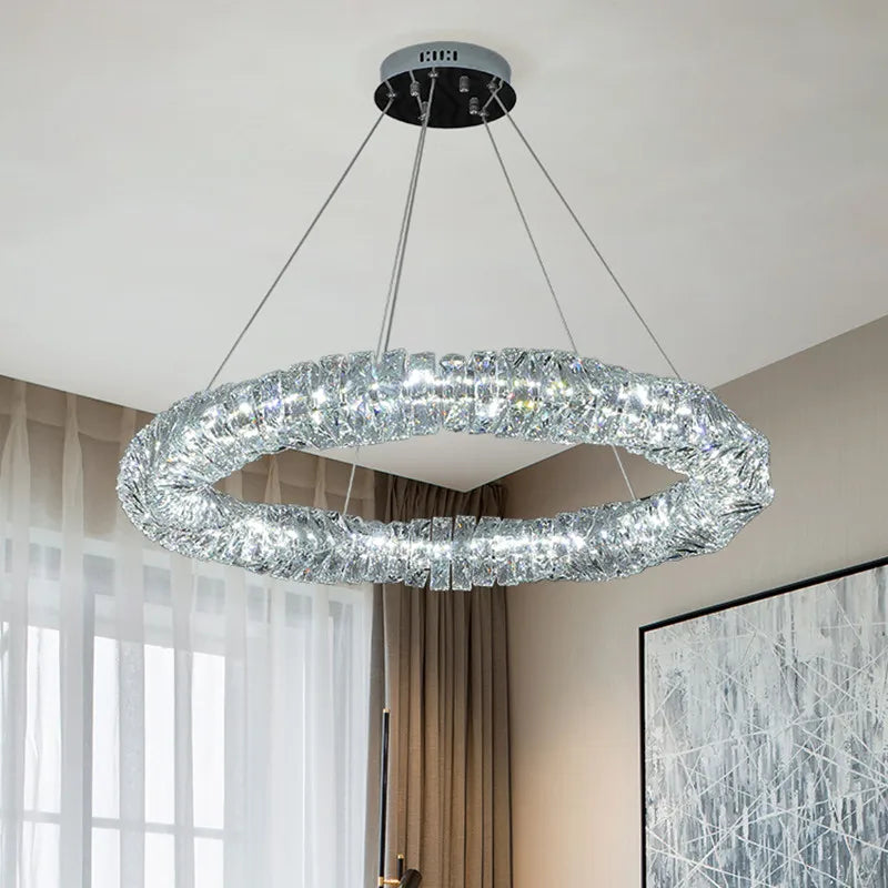 Lustre Led suspendu en cristal K9 de luxe - vue 5 sur 23