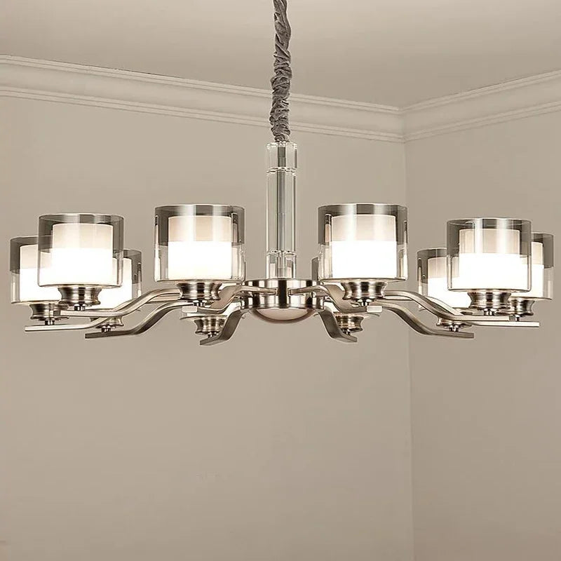 plafonnier led suspendu métal nickel design moderne luminaire décoratif intérieur - vue 7 sur 13