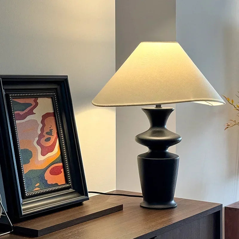 lampes de table modernes en bois et tissu pour décoration intérieure - vue 6 sur 15