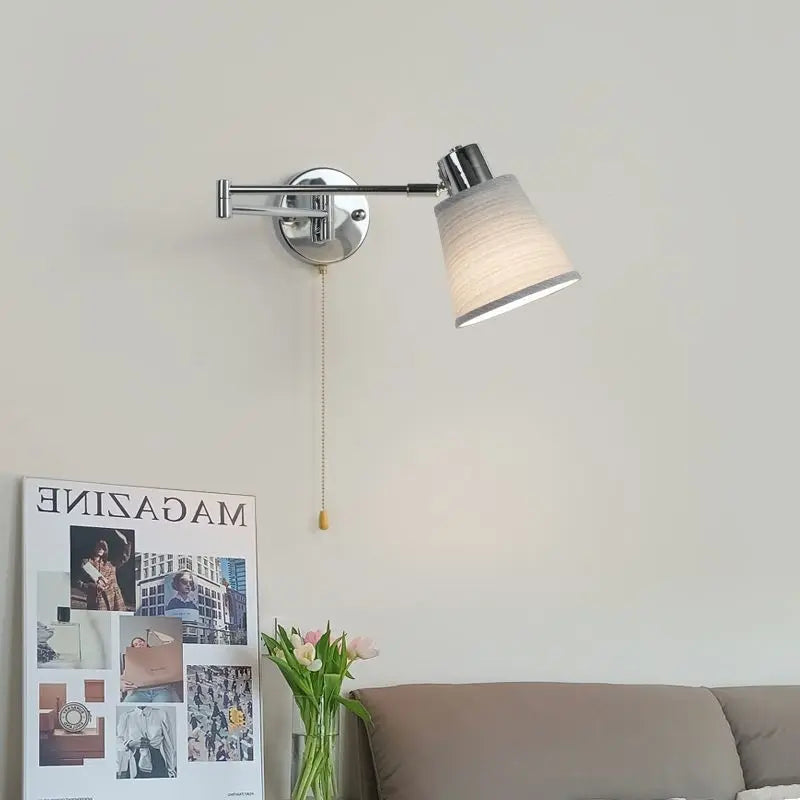 applique murale moderne bras pivotant led en tissu plissé métal - vue 4 sur 23
