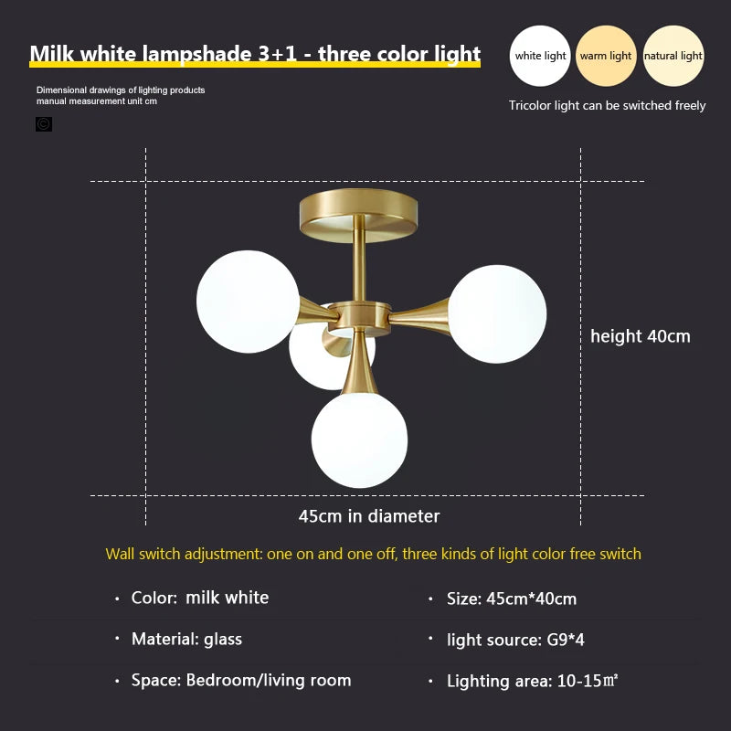 lustre moderne en verre pour un éclairage décoratif intérieur - vue 12 sur 24