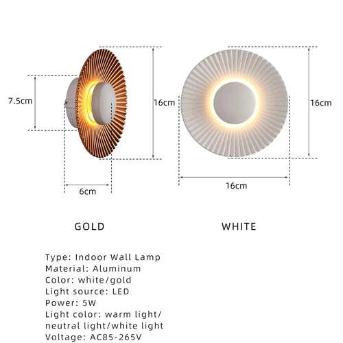 Moderne LED-Wandleuchte in Scheibenform für die Innendekoration - vue 4 sur 10