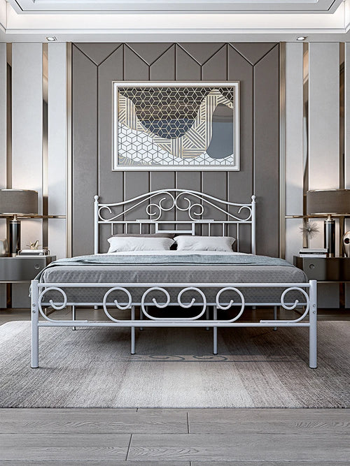 Modern minimalist hotel rental room, 1.8-meter single and double bed, wrought iron bed - vue 3 sur 11