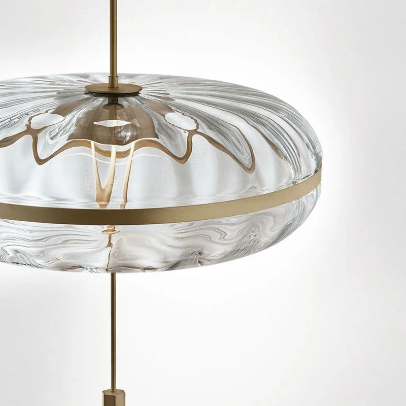 suspension design post-moderne en verre effet ondulation luxe - vue 7 sur 7