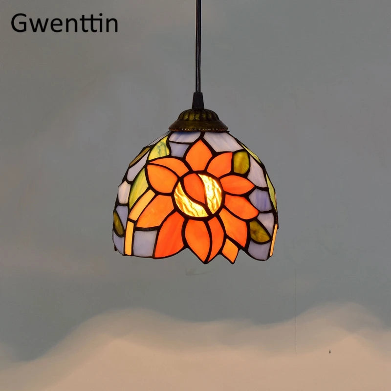 Pendelleuchte aus getöntem Glas im Tiffany-Stil für moderne Einrichtung - vue 13 sur 14