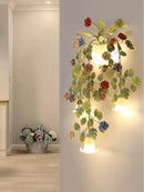 applique murale vintage en fer forgé avec abat-jour en verre led