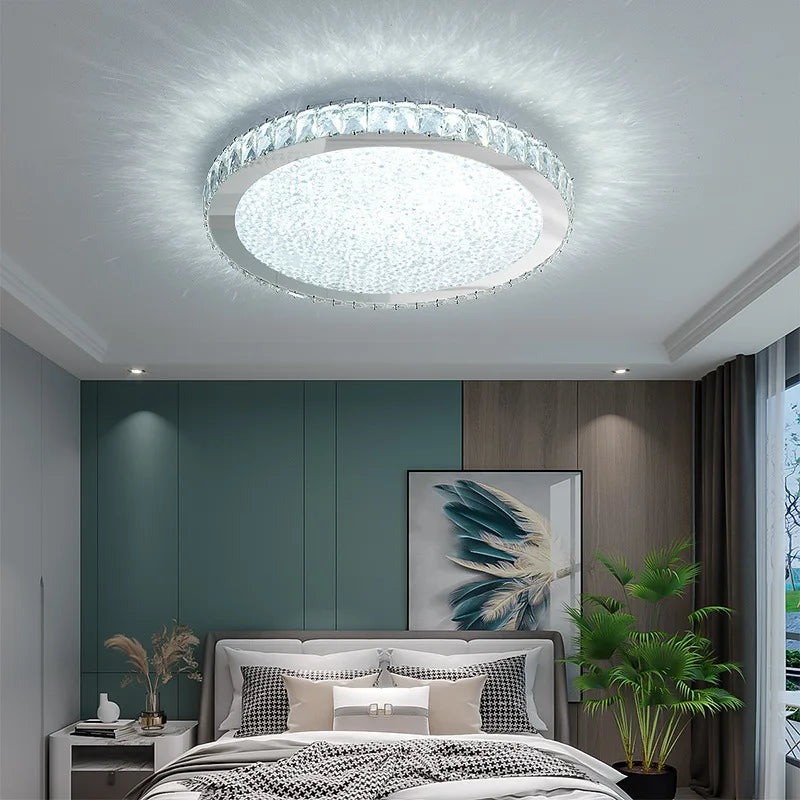 plafonnier led rond en cristal k9 design nordique luxueux romantique et chaleureux - vue 3 sur 28