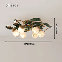 Französische Retro-Deckenleuchte mit Blumen aus Kupfer für Wohnzimmer und Schlafzimmer