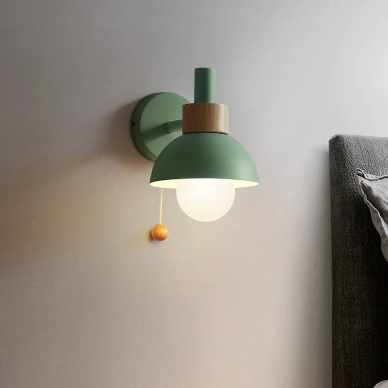 applique murale en bois avec interrupteur à tirette design nordique - vue 4 sur 10