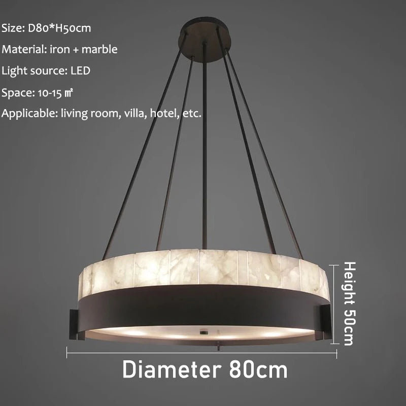 lustre moderne en marbre avec éclairage led créatif intérieur - vue 7 sur 7