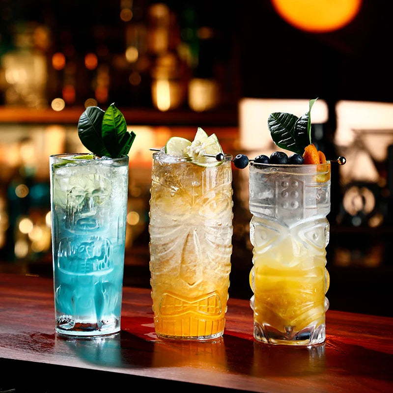 Mug tiki en verre transparent style bar cocktail - vue 5 sur 7