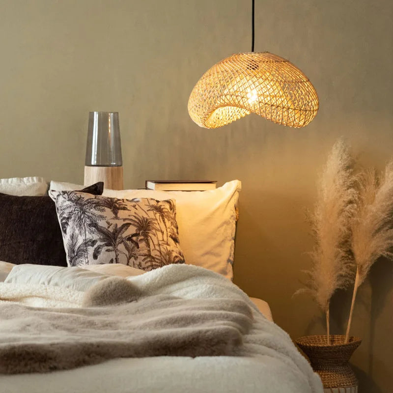 Lustre en rotin de style Wabi sabi fait à la main - vue 5 sur 8