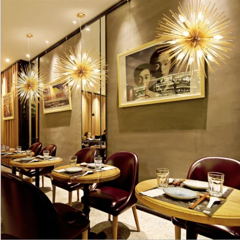 lustre boule hérisson décoration maison style nordique lumineux - vue 4 sur 12
