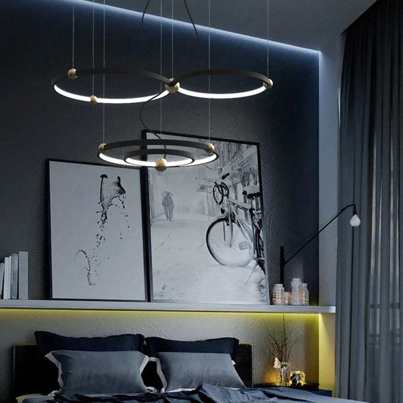 suspension à LED en anneau rond pour décoration moderne - vue 5 sur 8