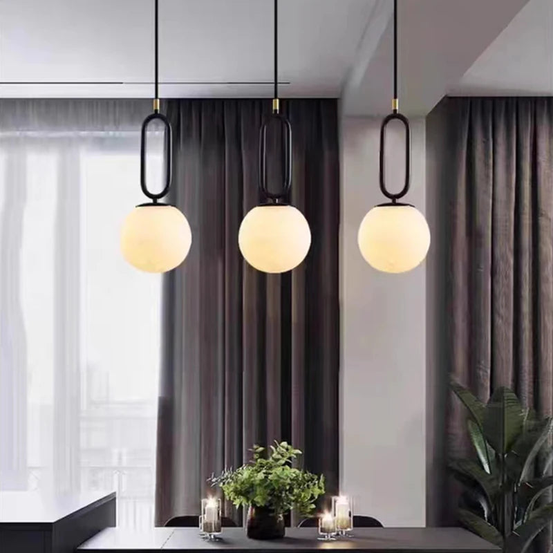 suspension led en laiton et marbre pour décoration intérieure - vue 4 sur 8