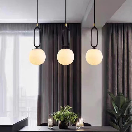 Pendelleuchte LED aus Messing und Naturmarmor höhenverstellbar - vue 4 sur 8