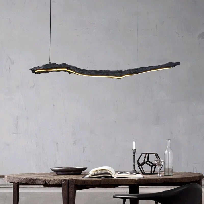 Personnalité nordique LED bandes lumineuses noir Restaurant Wabi-sabi lustre bureau chambre café salle d'exposition lampes suspendues