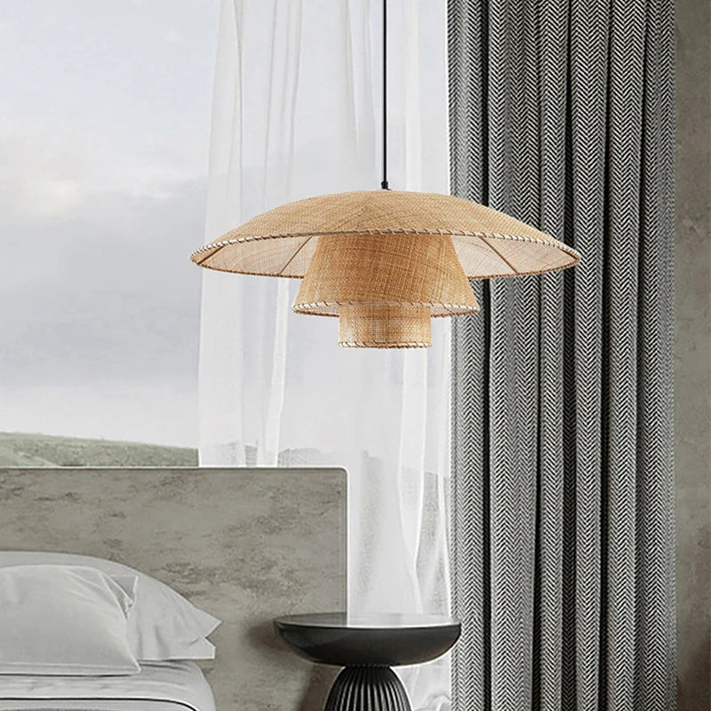 Suspension en rotin Vintage de Style japonais - vue 6 sur 10