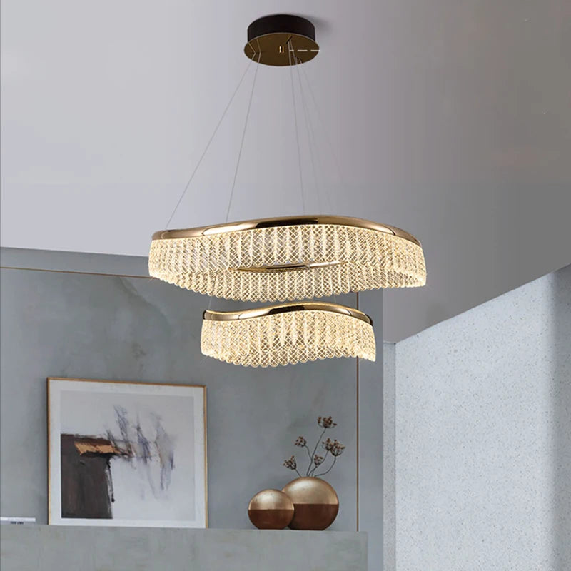 Minimalistischer LED-Kronleuchter im nordischen Stil aus Kristall - vue 5 sur 12