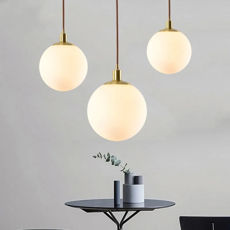 Suspension en verre nordique 8-50 cm boule ronde lampes suspendues pour la maison pour Bar chambre salon café décoration Luminaires Lustre