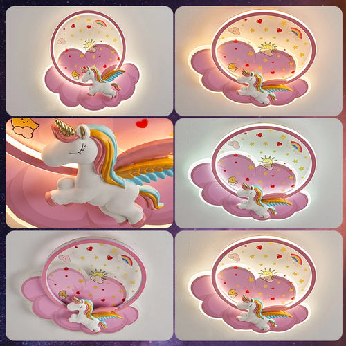 plafonnier licorne led pour fille avec télécommande optionnelle - vue 6 sur 8