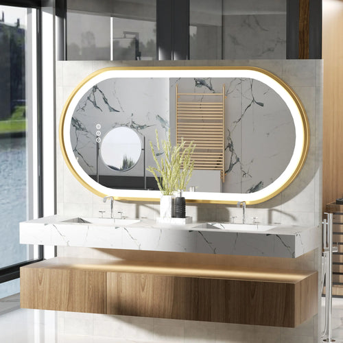 miroir oval à led avec éclairage ajustable et anti-buée - vue 4 sur 8