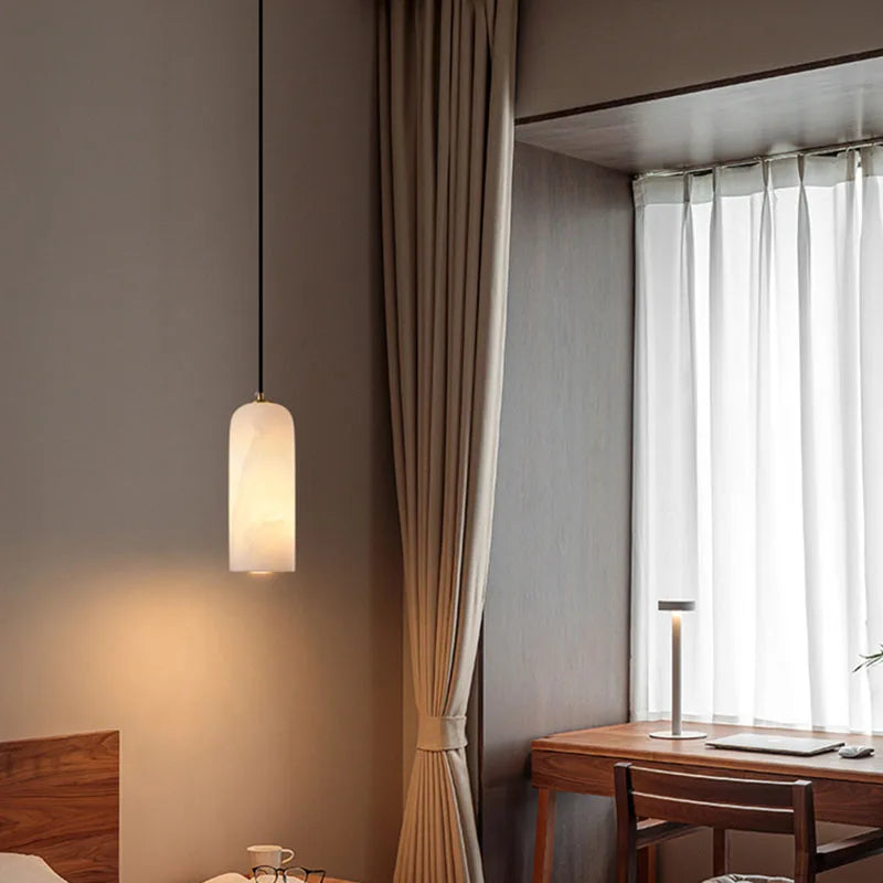 Kronleuchter aus Marmor mit Kupfer-Leuchtmittel für elegantes Licht - vue 4 sur 7