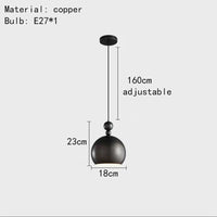 lampe suspendue vintage en cuivre avec fil réglable