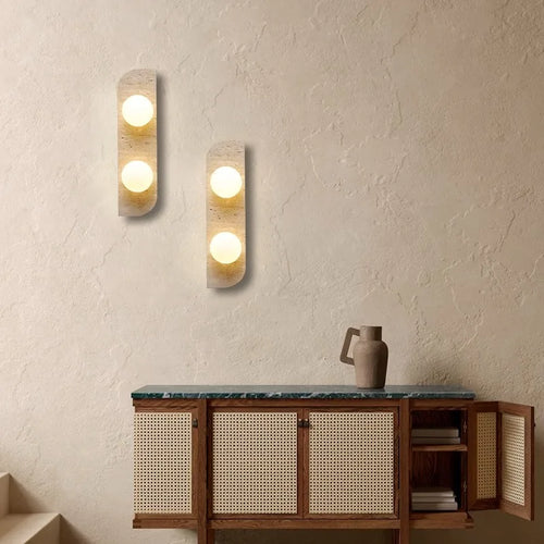 applique murale en pierre naturelle verre blanc pour escaliers allée