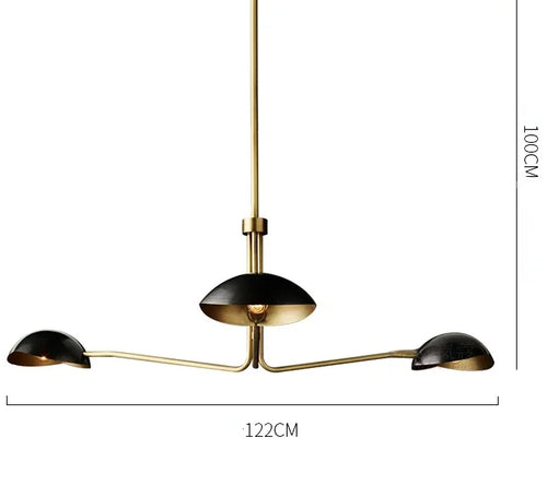 lustre rétro en cuivre lampe créative à bras long design industriel